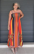 Vestido Largo Estampado Tropical