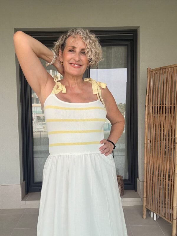 Vestido Rayas Lazo Amarillo - Imagen 3