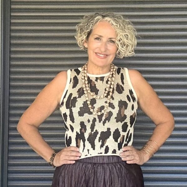 Falda efecto piel marron+jersey print deluxe