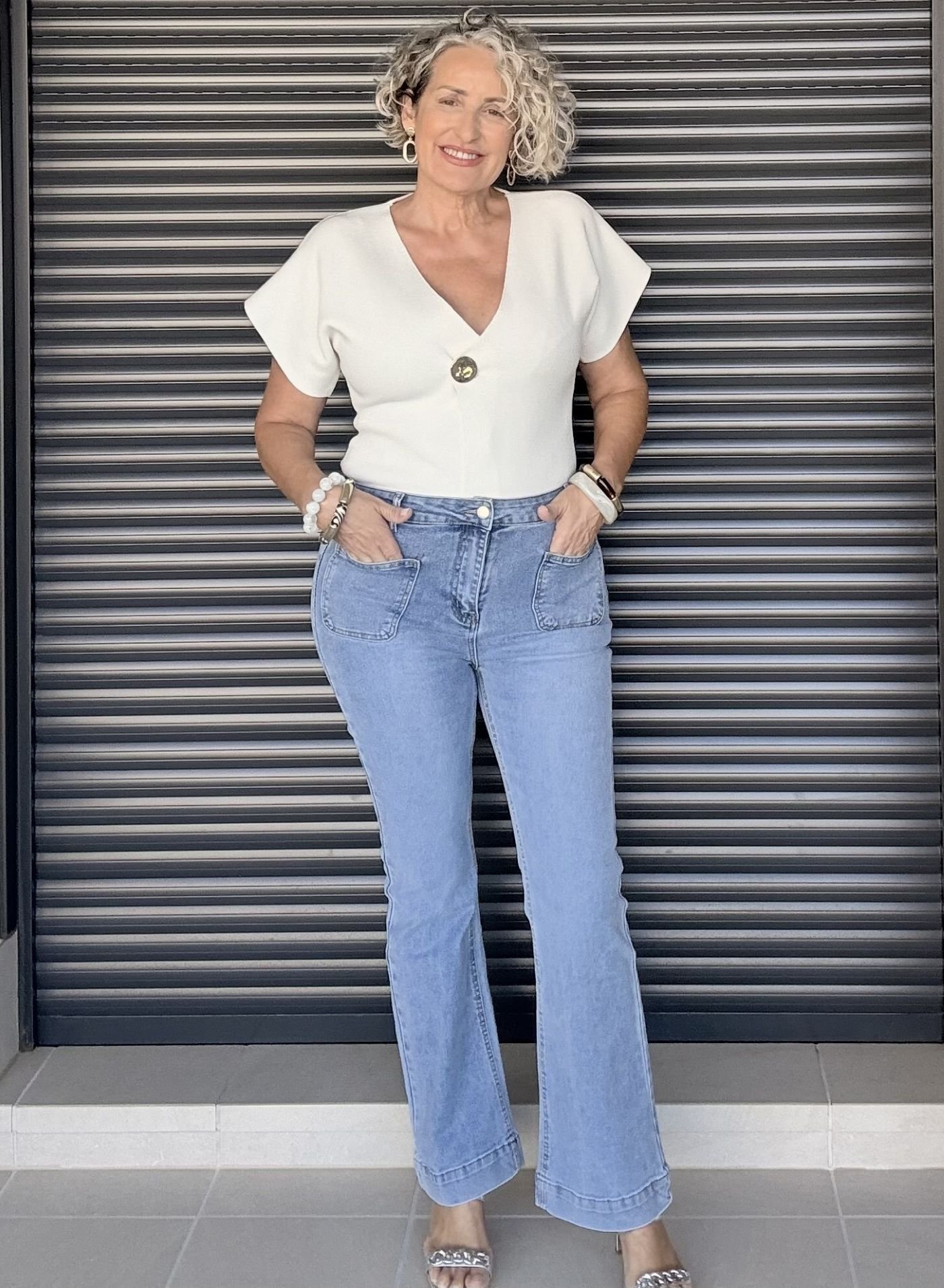 Jeans azul tiro alto