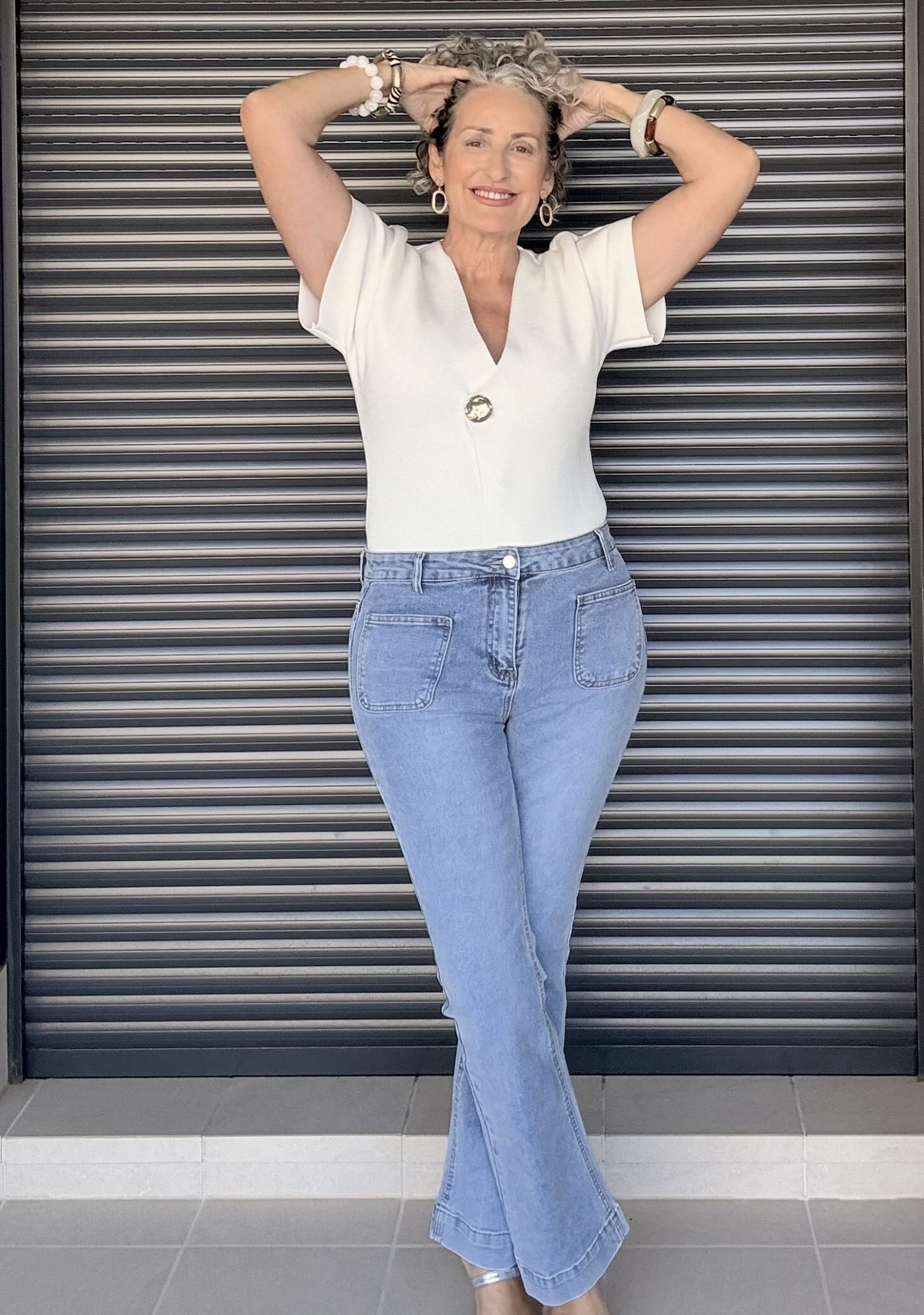 Jeans azul tiro alto