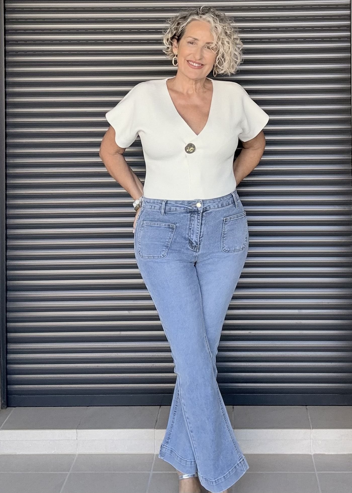 Jeans azul tiro alto