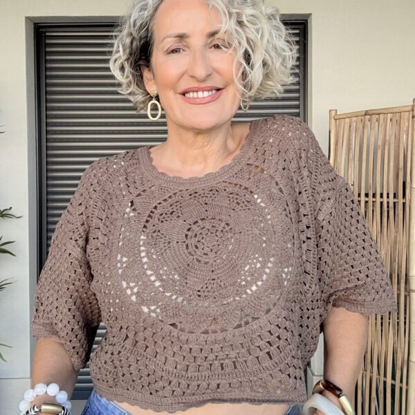 Jersey crochet café