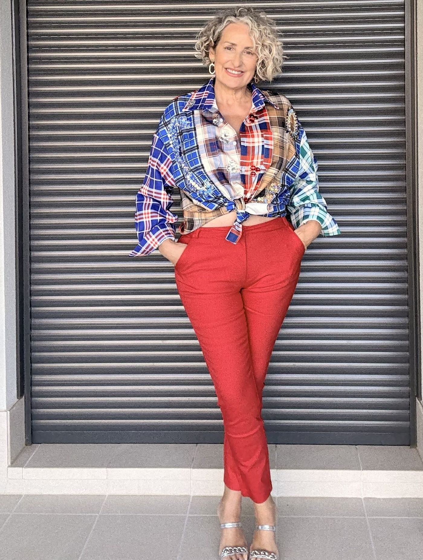 Pantalón chino slim rojo