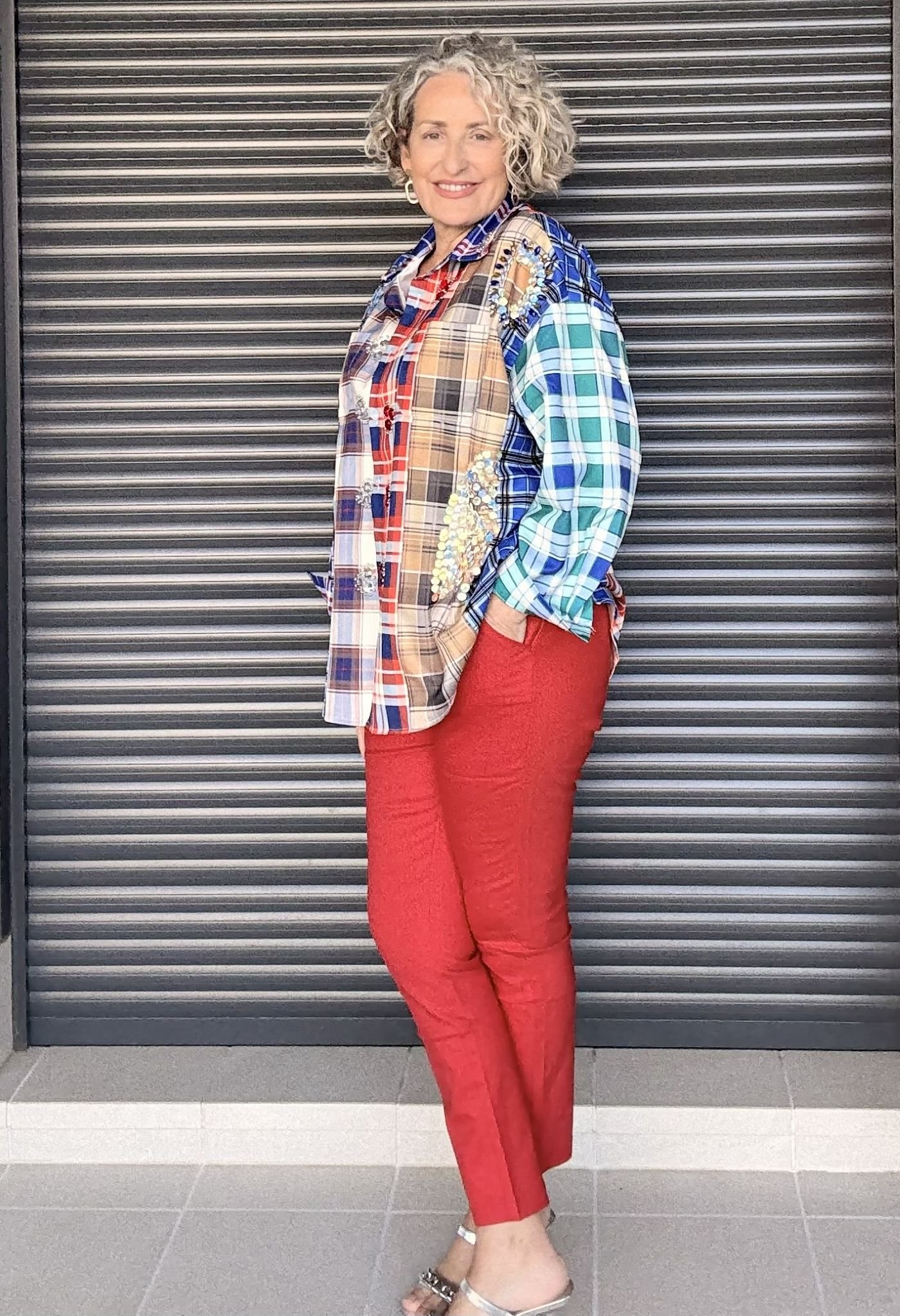 Pantalón chino slim rojo