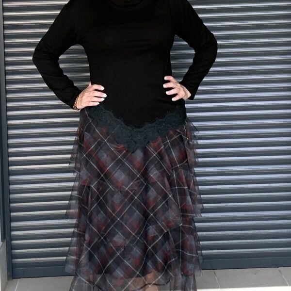 Falda Cuadros Verde Tul