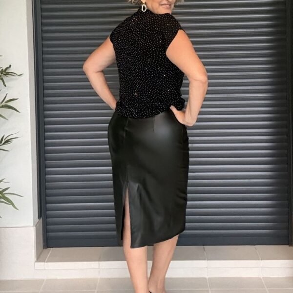 Falda Negra Polipiel Midi 3 Falda Polipiel Negra Midi