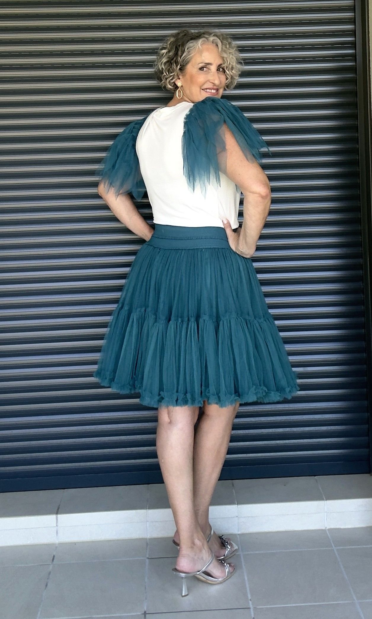 Falda Tul Azul Corta