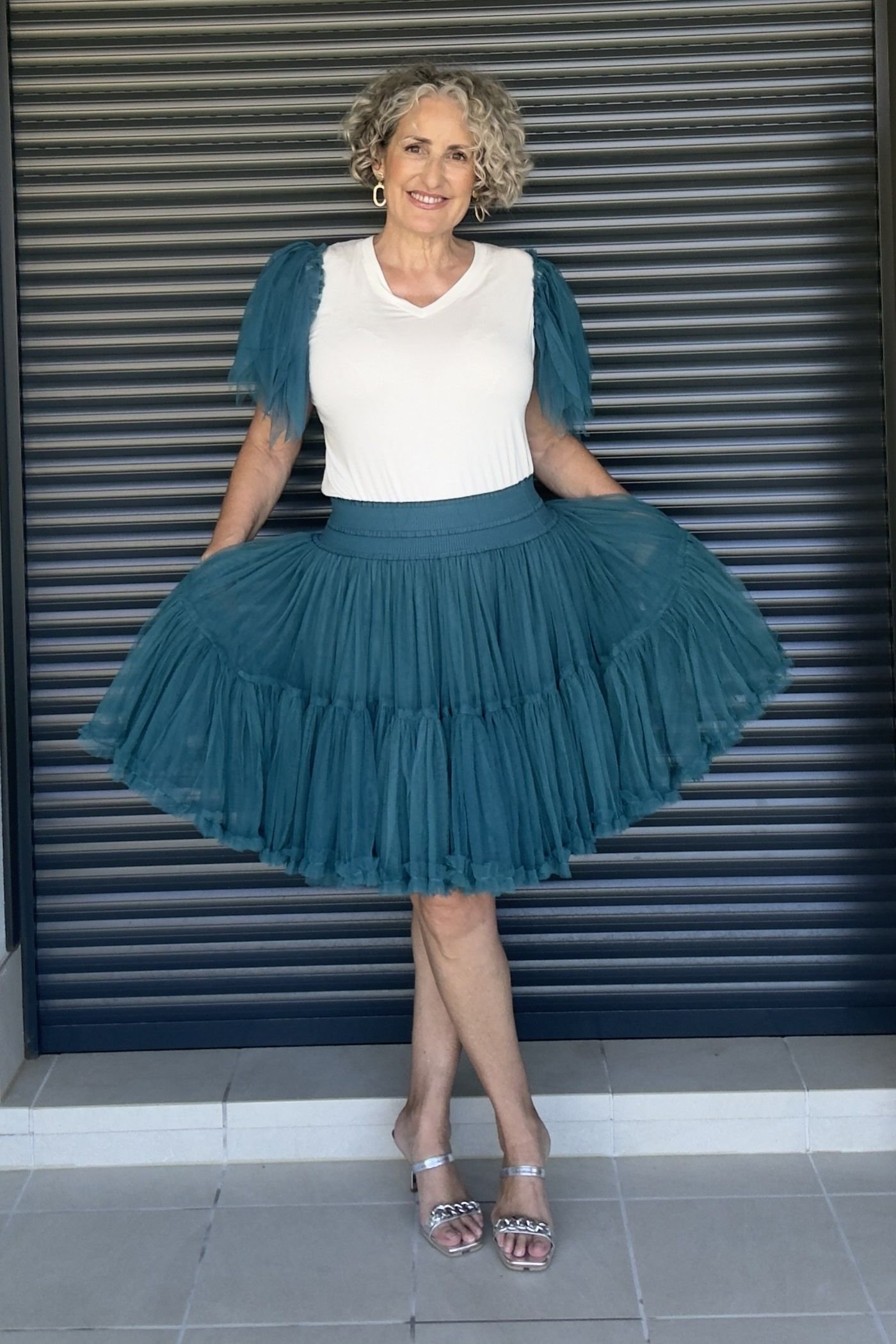 Falda Tul Azul Corta