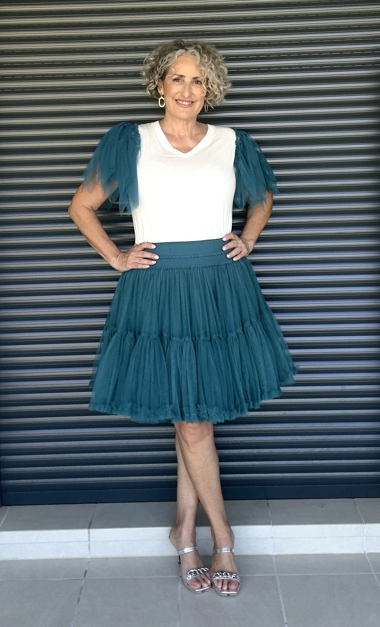 Falda Tul Azul Corta