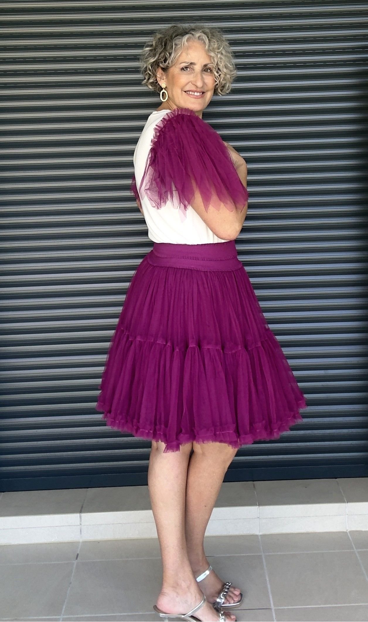 Falda Tul Buganvilla Corta