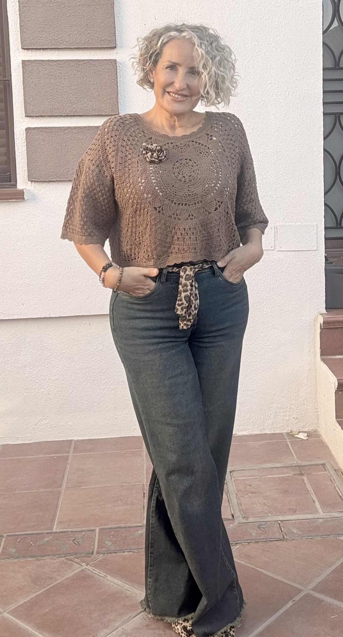 Jeans tiro alto pata ancha