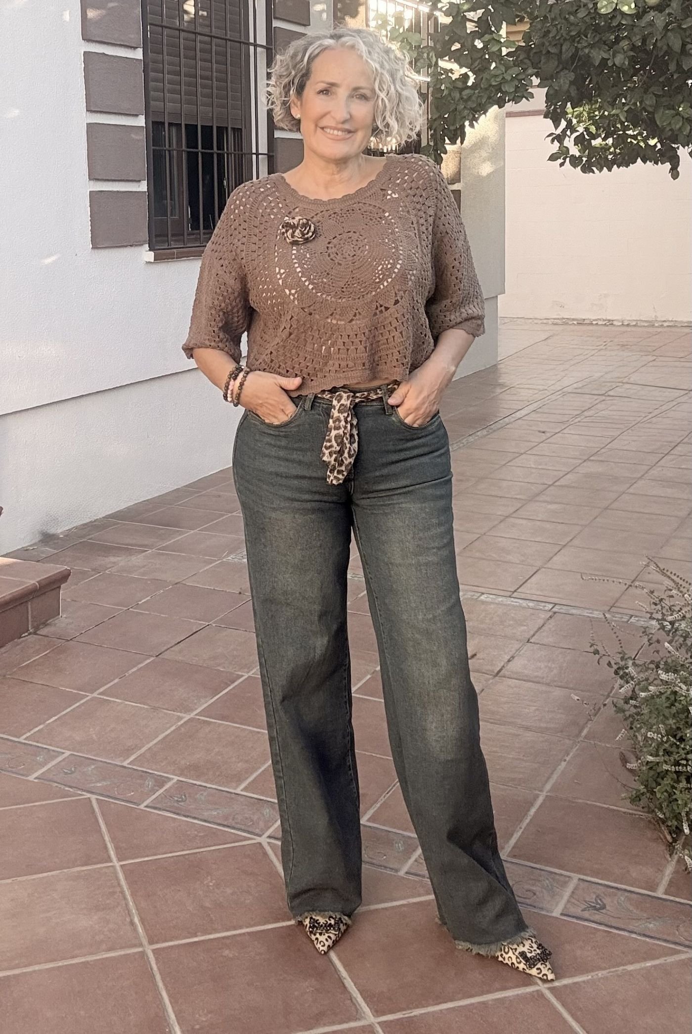 Jeans tiro alto pata ancha