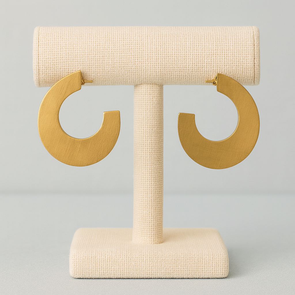 Pendientes Aro Dorado Mate Acero