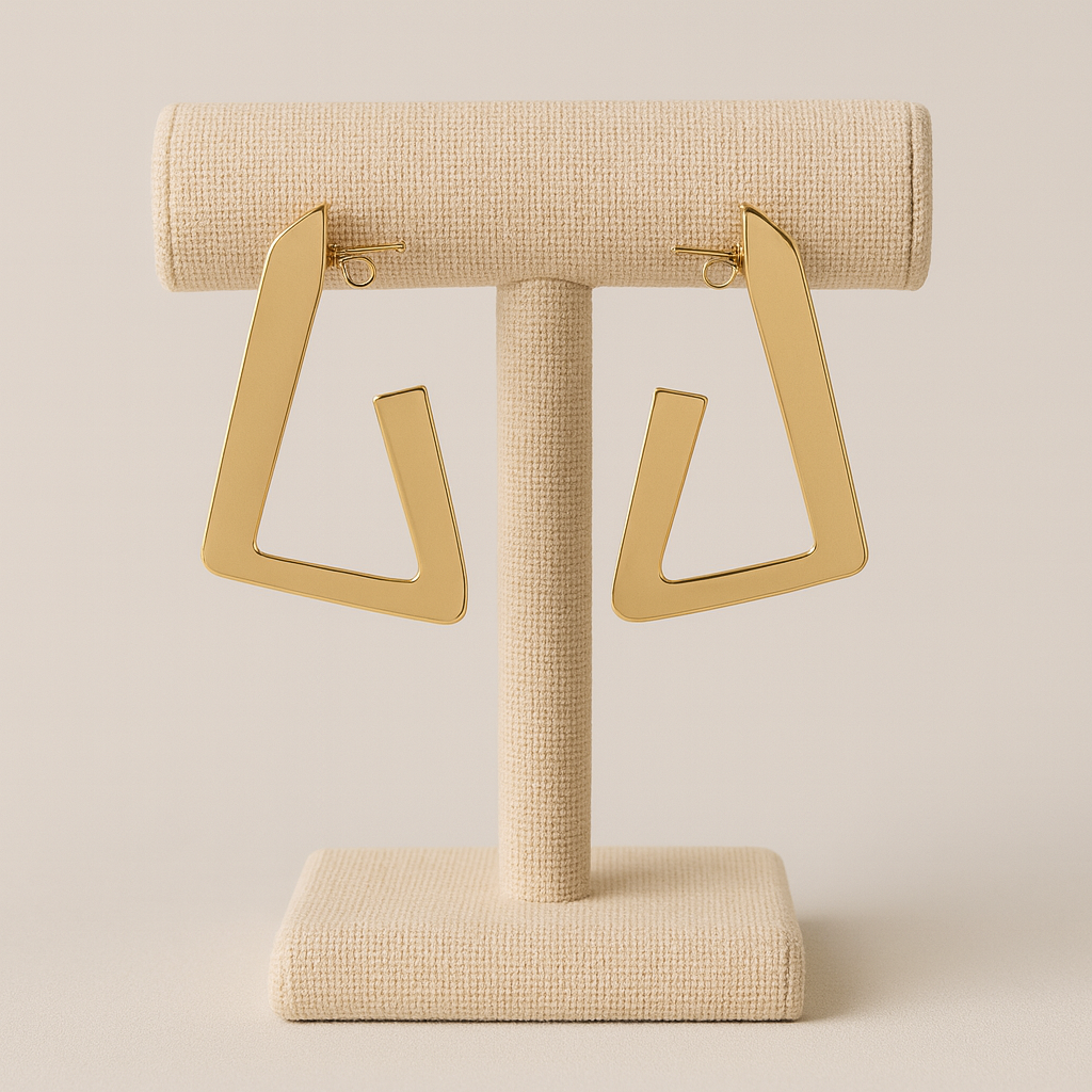 Pendientes Geométricos Acero Dorado