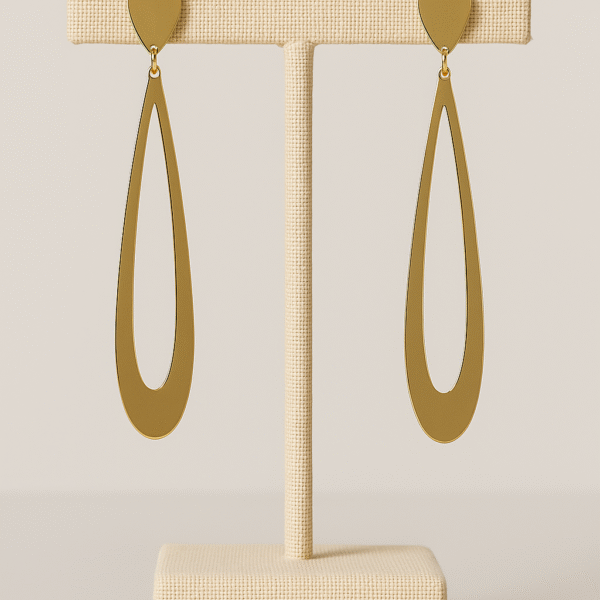 Pendientes Largos Acero Dorado