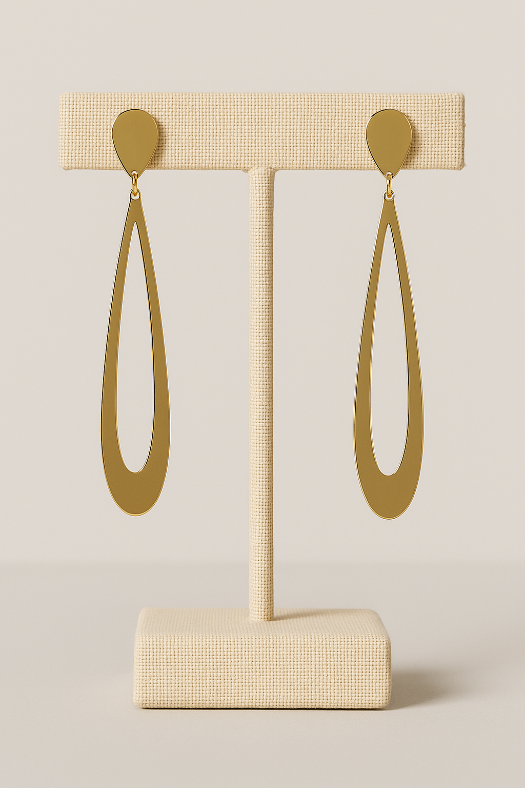 Pendientes Largos Acero Dorado