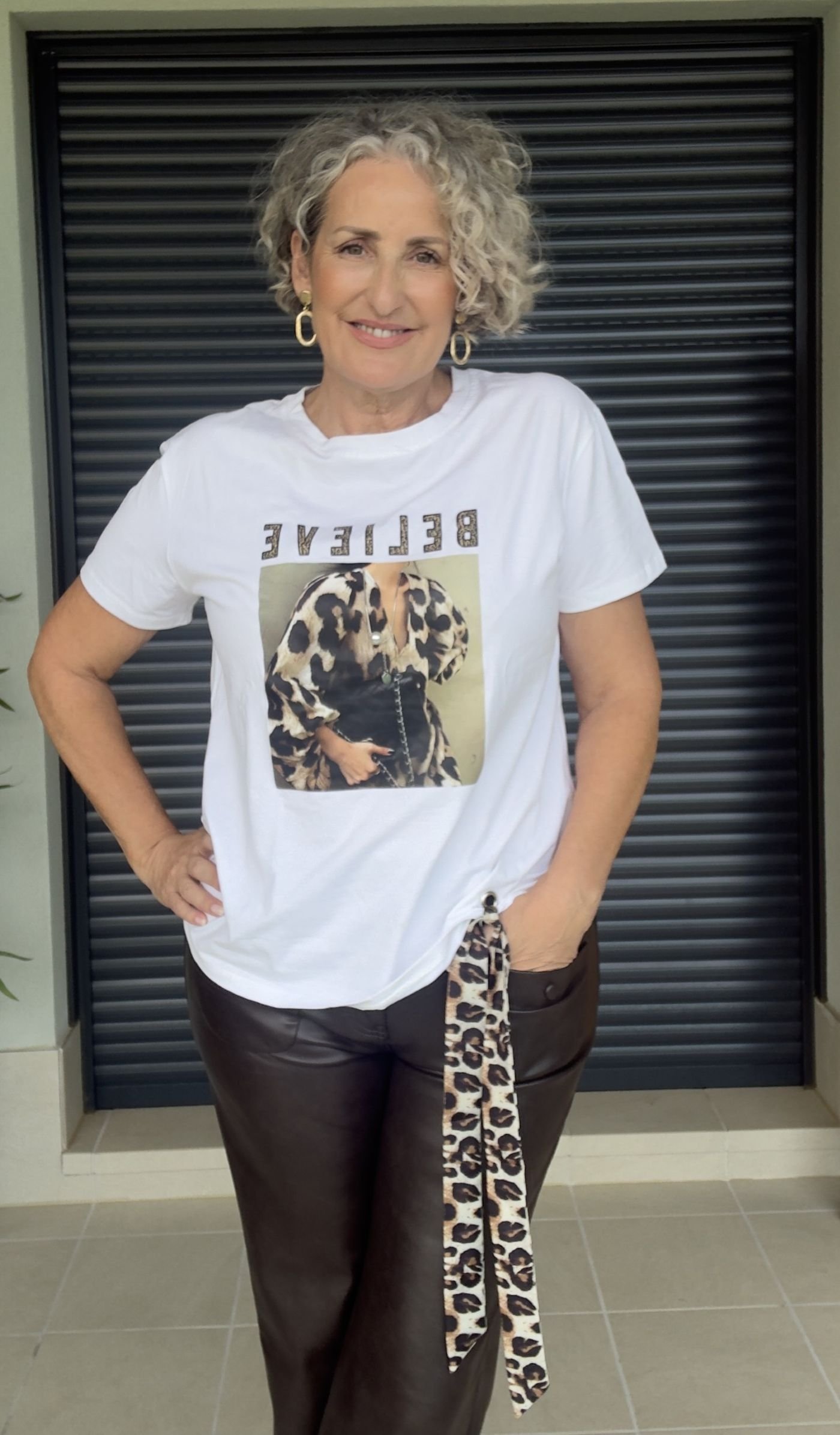 Camiseta Blanca Detalle Animal Print