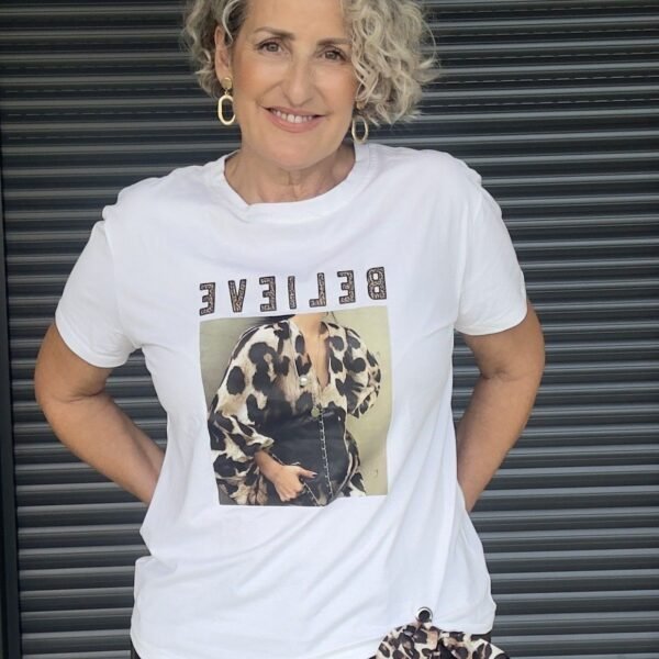 Camiseta Blanca Detalle Animal Print