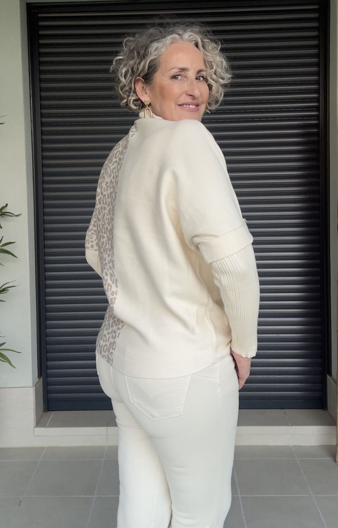 Jersey Beige Animal Print