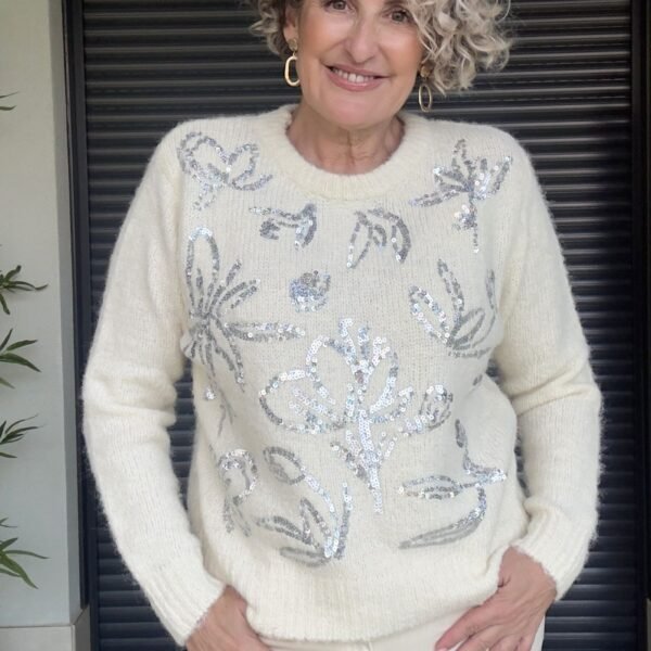 Jersey Beige Detalles Plata