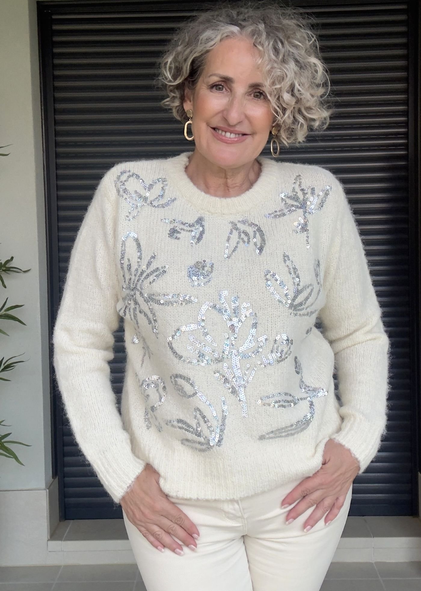 Jersey Beige Detalles Plata