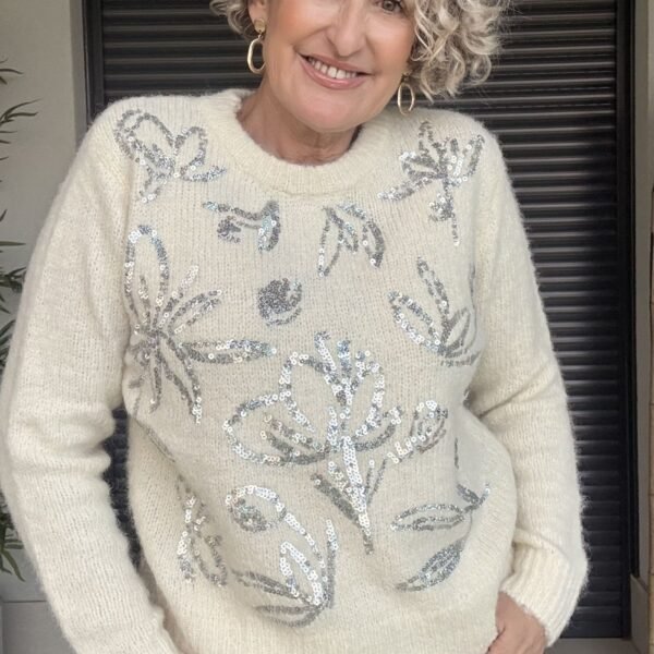 Jersey Beige Detalles Plata Jersey Beige Detalles Plata