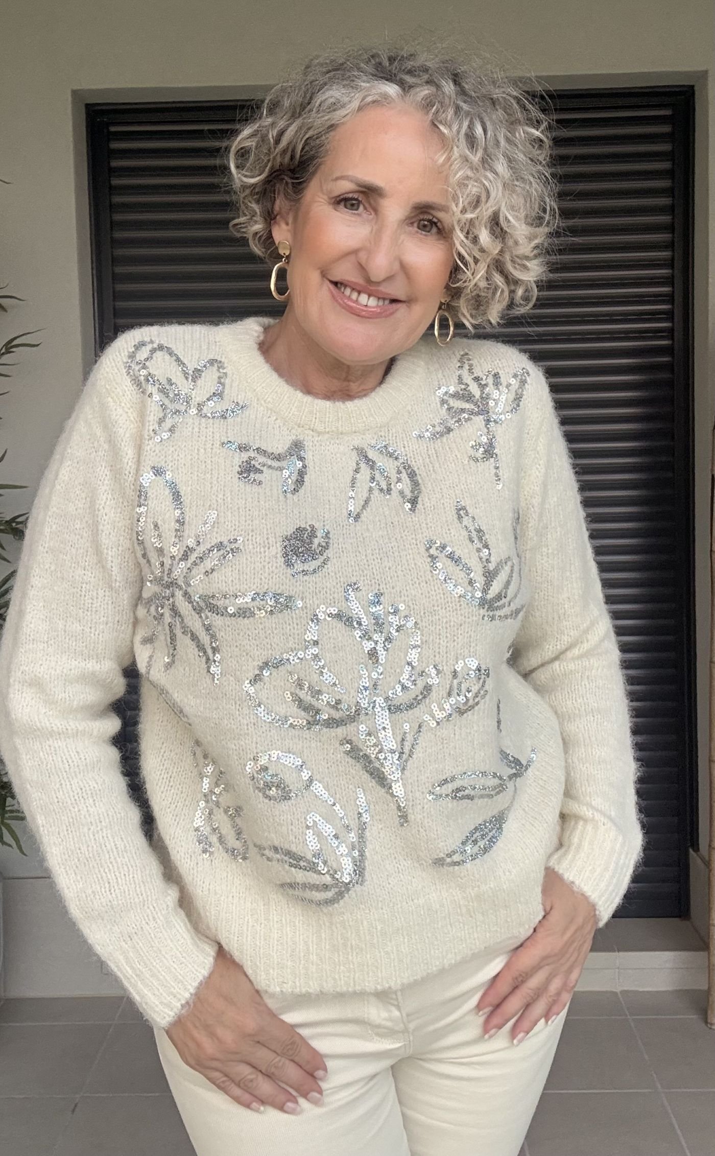 Jersey Beige Detalles Plata