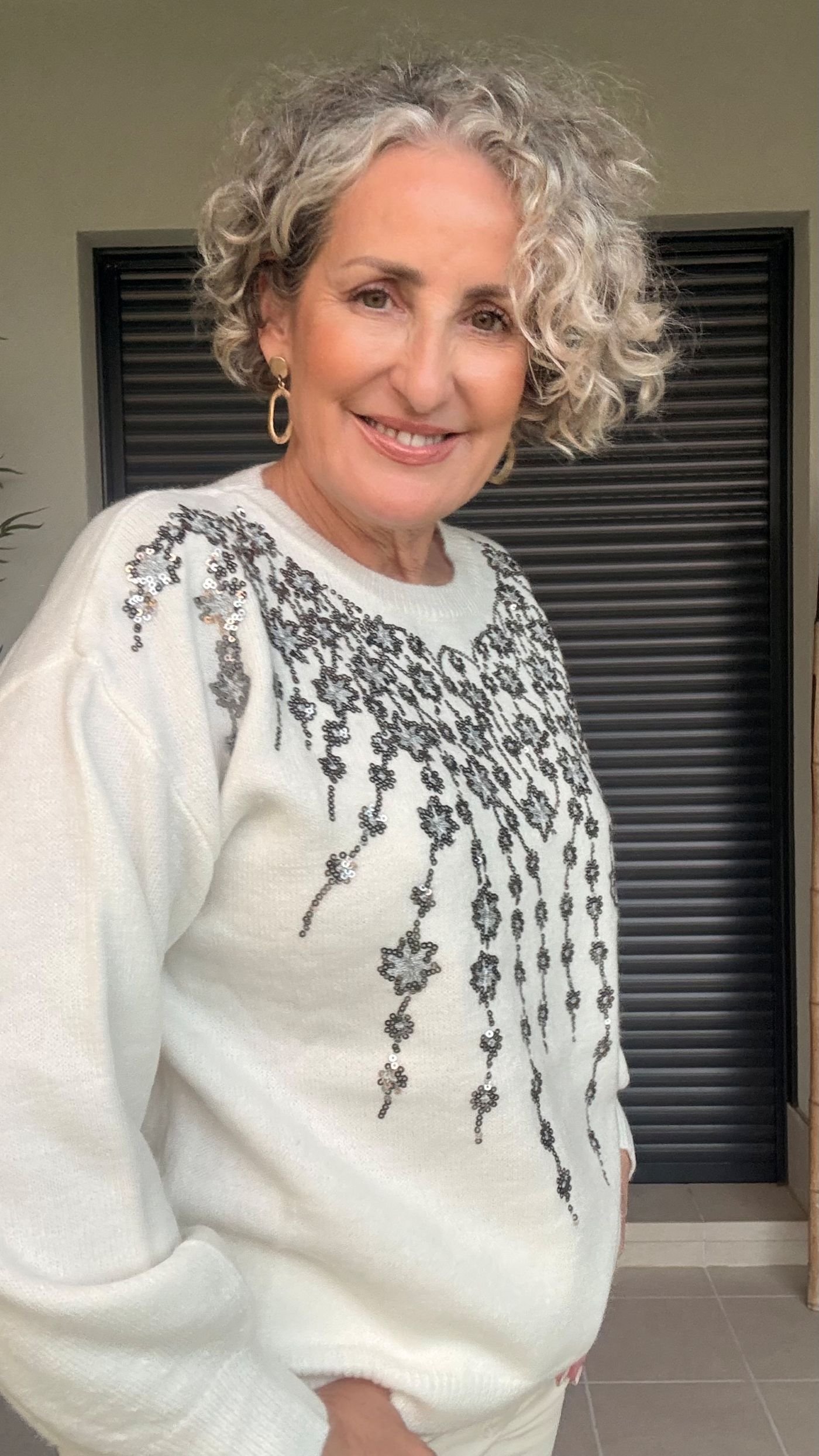 Jersey Blanco Lana Lentejuelas