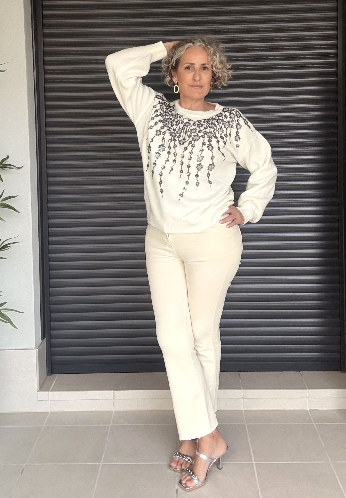 Jersey Blanco Lana Lentejuelas