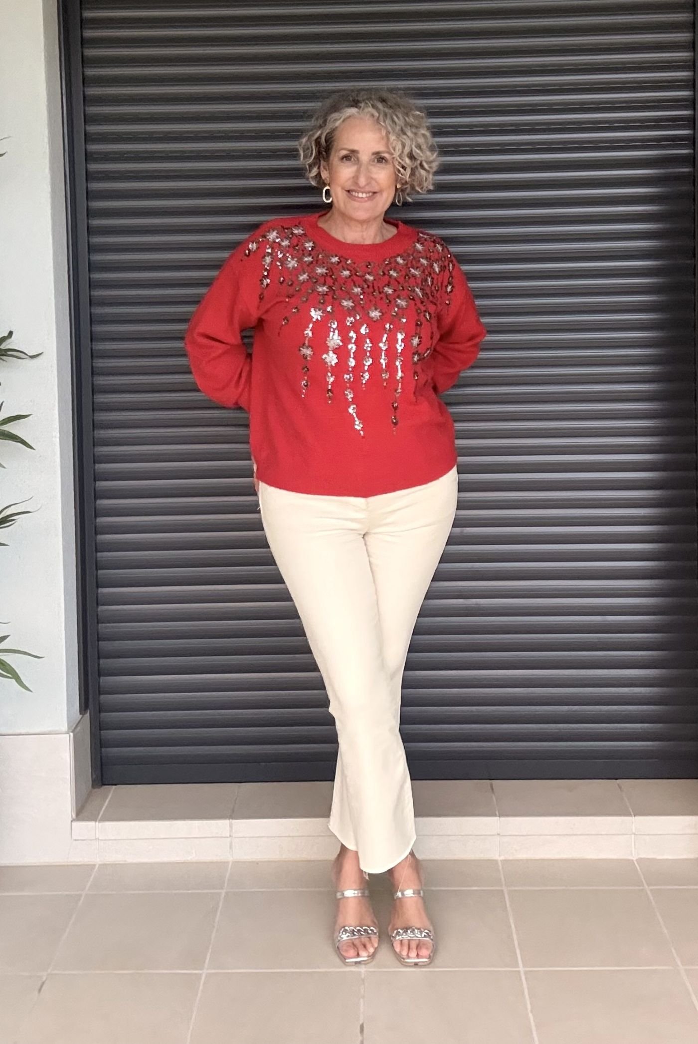 Jersey Rojo Lana Lentejuelas