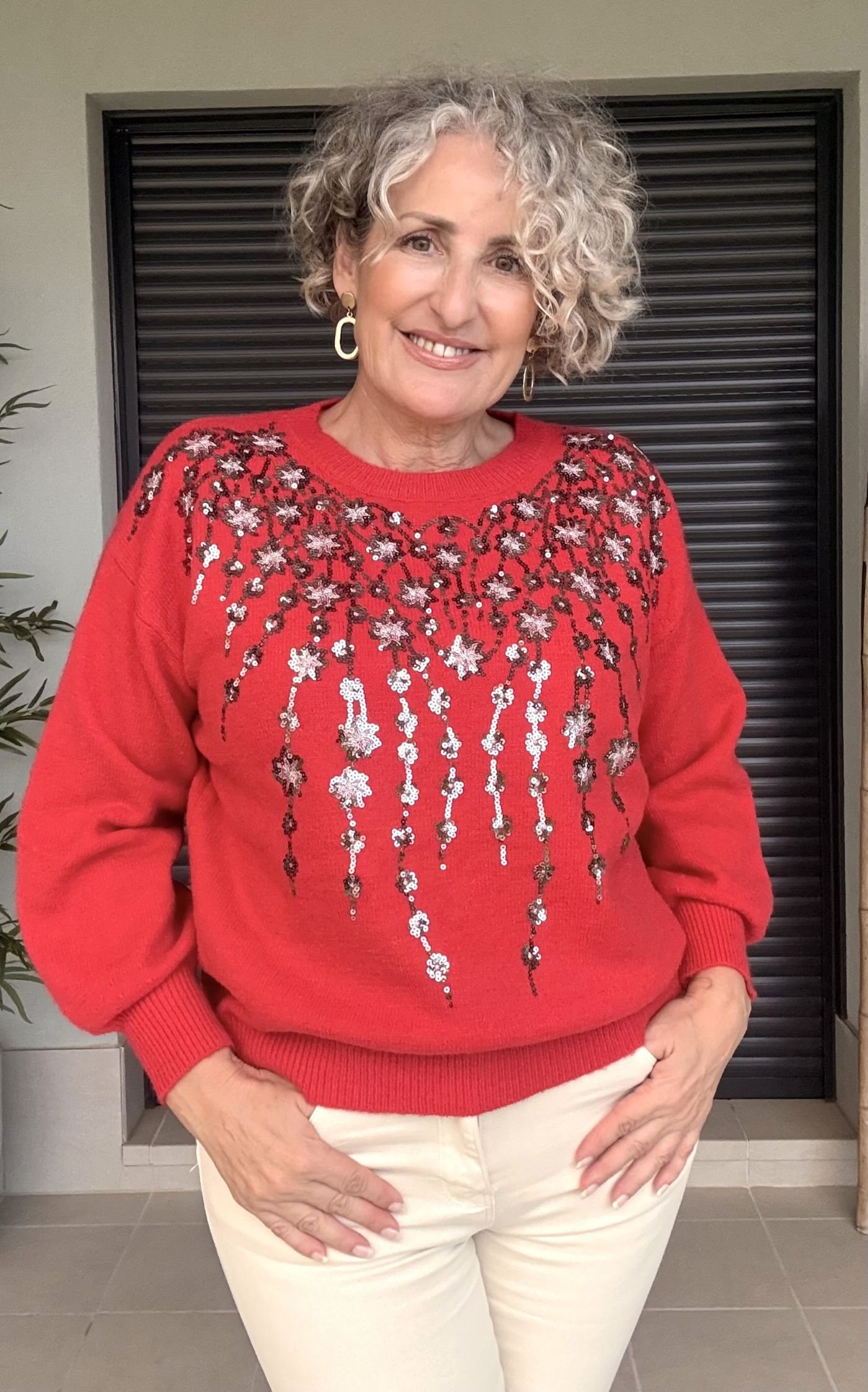 Jersey Rojo Lana Lentejuelas
