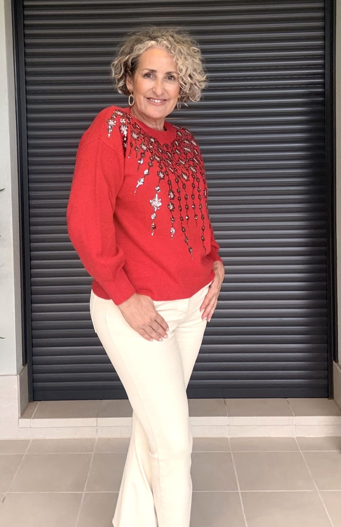 Jersey Rojo Lana Lentejuelas