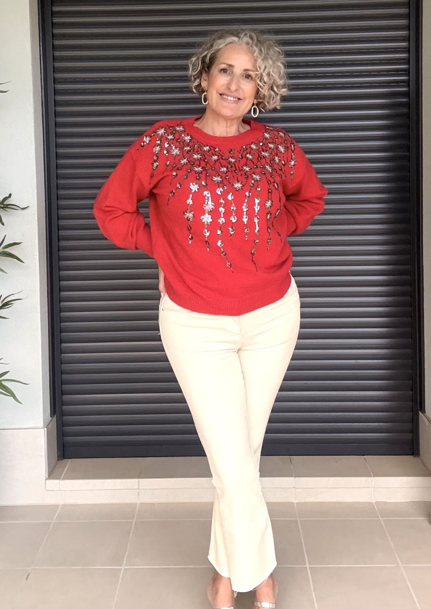 Jersey Rojo Lana Lentejuelas