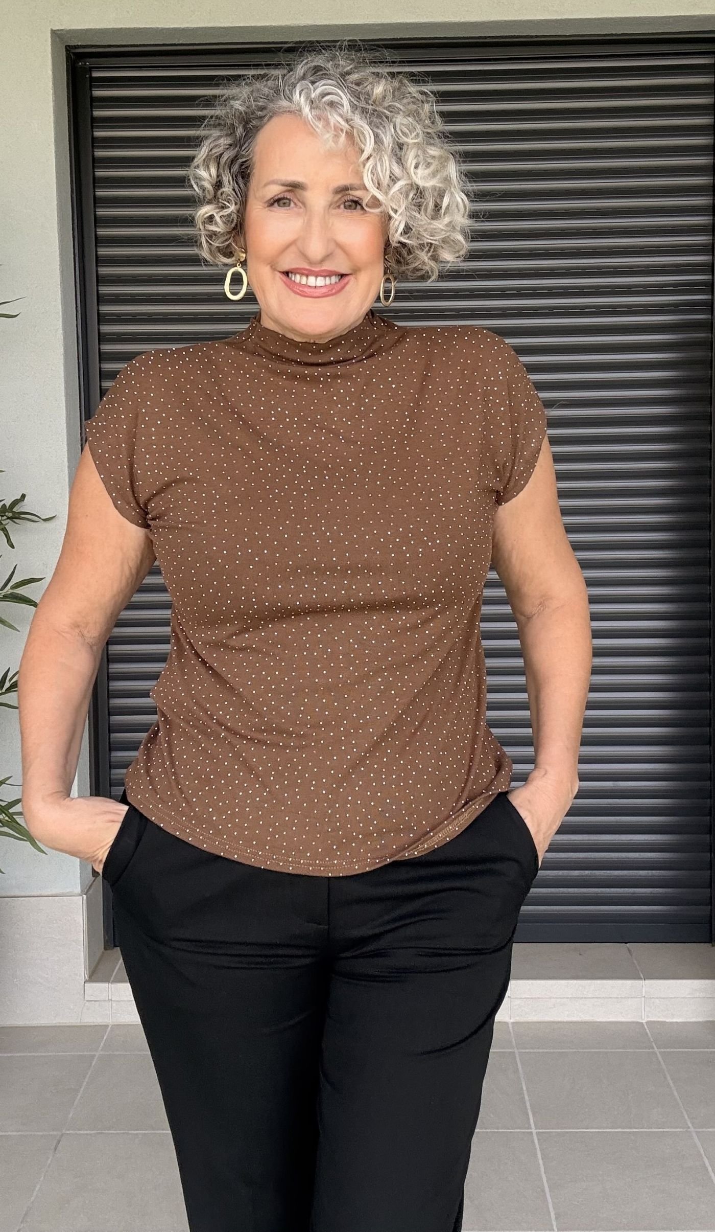 Top Marrón Circonitas