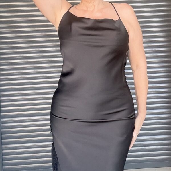 Vestido Negro Lencero Encaje